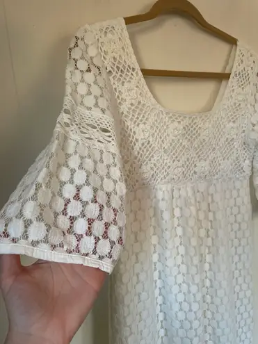 Solitaire white crochet sheath dress half sleeve lined pullover Women’s sx XS/S