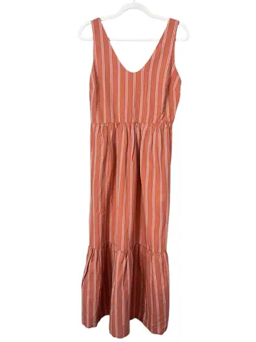 Pact Canopy Linen Organic Cotton Easy Tank Midi Dress Hermosa Stripe Orange S