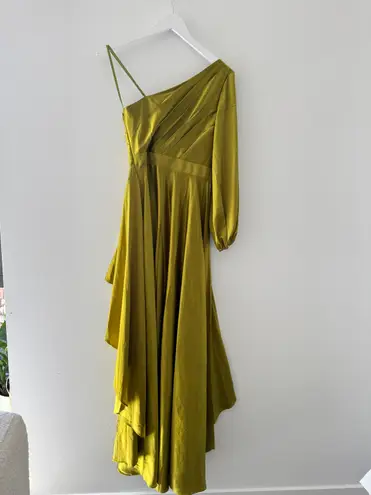 Mac Duggal Green High Low One Shoulder Gown