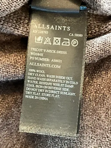 ALLSAINTS Gray Tricot V-Neck Sweater Dress S