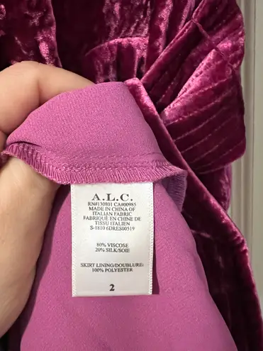 A.L.C. Kiera Velvet Pink Silk Blend Mini Dress (Size 2)