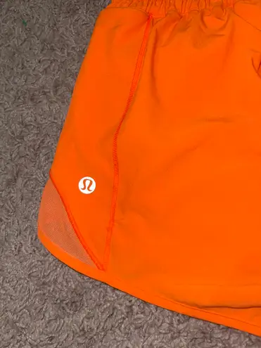 Lululemon Neon Orange 2.5 Hotty Hot Shorts