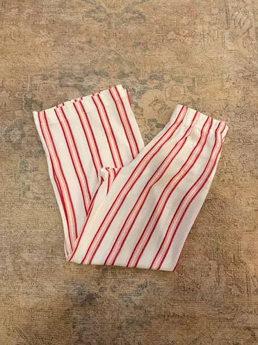 Jupee NWOT Red, White and Coral Striped High Rise Wide Leg Pants with Pockets Red Size M