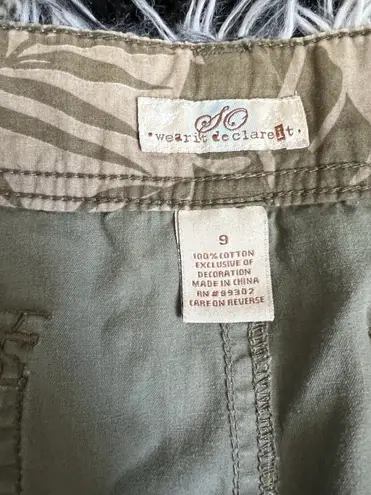 Y2K Women's Bermuda Cargo Shorts, Skater, Medium, Grunge Style, Streetwear, 90s Green