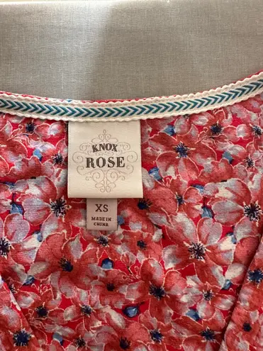 Knox Rose Red Floral Above the Knee Side Pockets Dress  Size XS