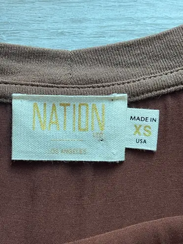 Nation Ltd Marie Satin Boxy Cropped Short Sleeves Top Size XS