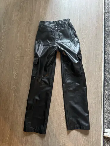 Abercrombie & Fitch Abercrombie curve love vegan leather cargo 90s relaxed pants thumbnail 3