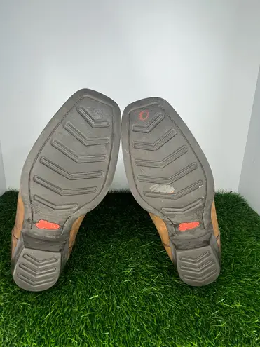 Justin Women’s Western Cowboy Boots Size 10B Brown Leather Turquoise Stitching Square Toe