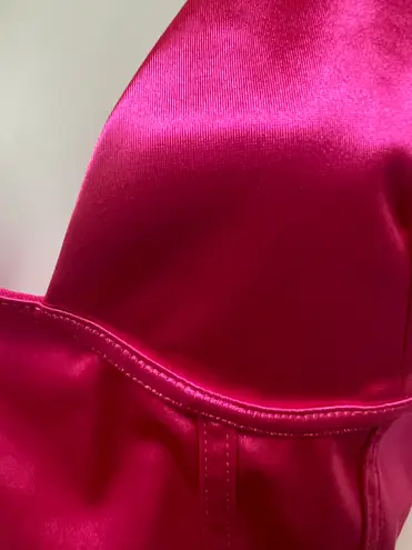 UNBRANDED Hot Pink Satin Corset Crop Top