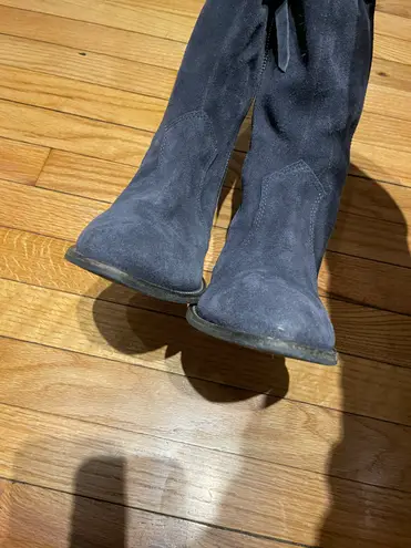 Rebels Mid Calf Chunky Riding Block Heeled Zip Suede Sz 8.5 Pointed Western Boho