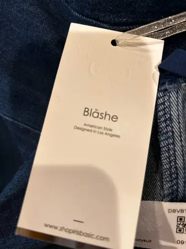 Blashe NWT VIRAL SEXY Blue Denim Fringe Rhinestone Jeweled Sleeveless Bodysuit M Size M