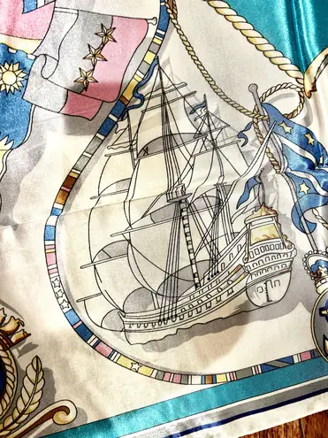 Vintage RETRO Nautical Theme ships ,Boat Wheel&Anchor large silky Scarf 35/35 Multiple