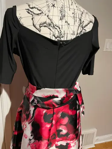Olivia Miller Olivia Matthews Off Shoulder Marble Water Floral Print Asymmetric A-line Belt Formal Evening