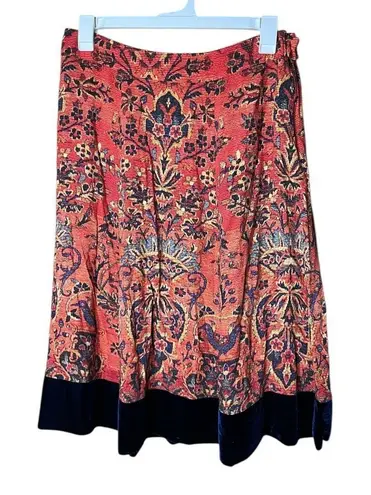 Soft Surroundings Soft Surroundings Women’s Skirt Orange Midi Boho Baroque Velvet Hem SIze L