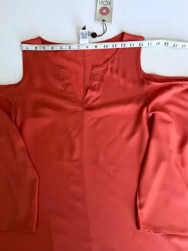 XCVI Coral Cold Shoulder Tunic Dress Rayon Flowing Bell Sleeve Designer New