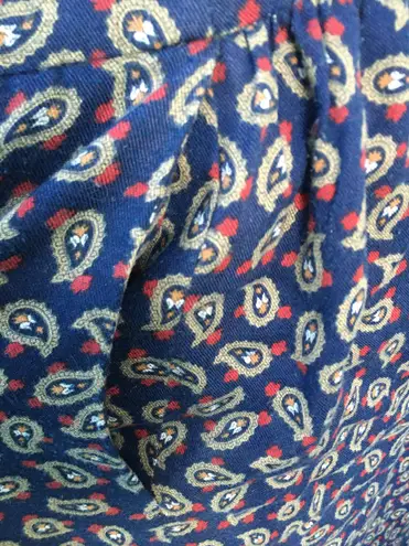 Vintage 80s Lanz Navy Blue Paisley Skirt Yoked Midi With Pockets 4 25” Waist