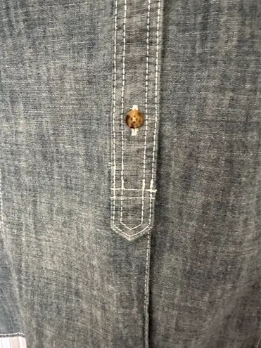 Brooks Brothers Woman’s 346 Blue Chambray Roll Tab Sleeve Dress Button Up, Sz 10