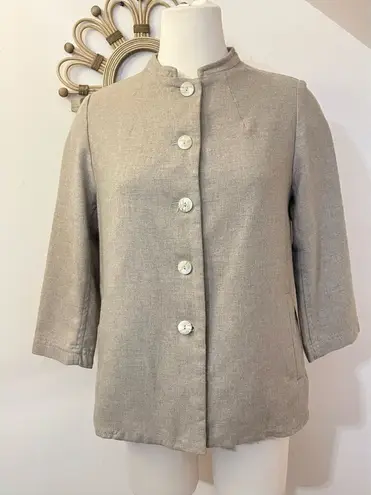 Casey Casey Cashmere Virgin Wool Beige Nehru collar Button Front Jacket M Tan Size M