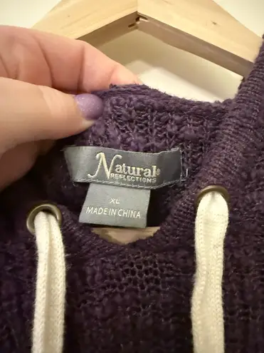 Natural Reflections Dark Purple Textured Knit Hoodie XL