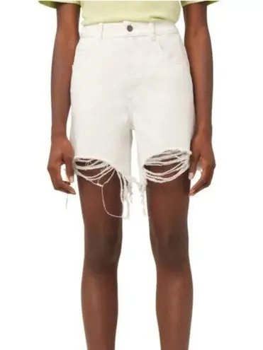 DL1961 Womens 28 Emilie Ripped High Waist Fray Hem Denim Shorts in White NEW