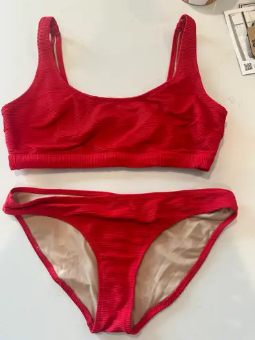 Old Navy Red Ribbed Bikini 