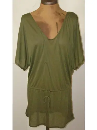 prAna NWT New Saida Kaftan Dress Coverup S Cargo Green Dolman Sleeves Dark
