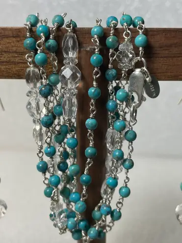 Sterling Silver Deb Guyot 925 Turquoise & Herkimer Quartz Necklace & Earrings Set