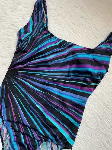 Women’s one piece colorful purple blue black bathing suit Multiple Size 10