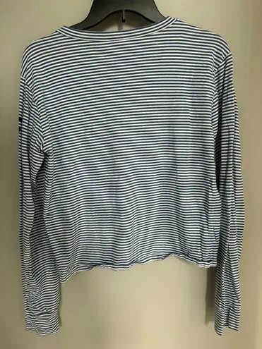 Hollister Navy And White Stripe Longsleeve With Flower