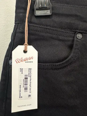 NWT Tecovas Women’s High Rise Straight Western Jeans Black Size 28