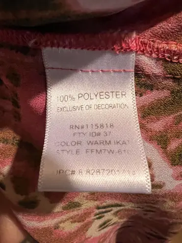 Metro 7 Warm Ikat Brown Pink Tunic Blouse Top Shirt Sz 22/24