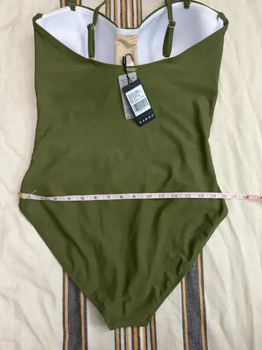 Relleciga Swimsuit Womens XL Green One-Piece Ruched Adjustable Straps Chic Trendy