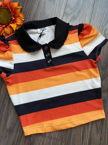 Unique Vintage NWT Candy Corn Stripes Crop Top SMALL
