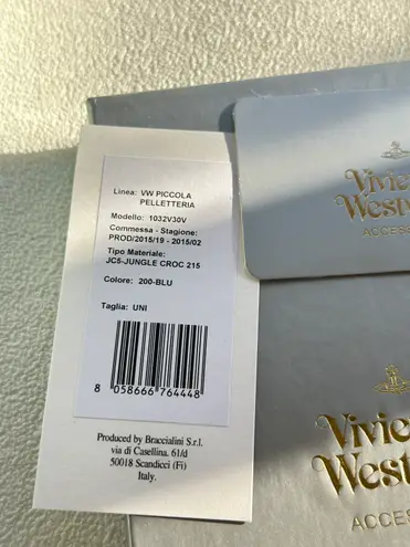 Vivienne Westwood Authentic New Orb genuine leather Trifold long wallet in blue