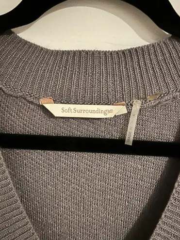 Soft Surroundings Grey Knit Pullover Sweater, V-Neck, Size S Acrylic-Wool-Alpaca
