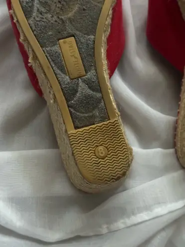 White Stag Stripped Open Toe Wedge Sandals