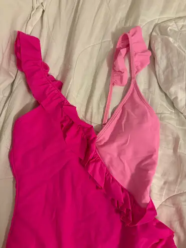 Hot pink/ light pink bathing suit Size M