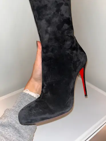 Christian Louboutin Black Suede Knee-high Boots