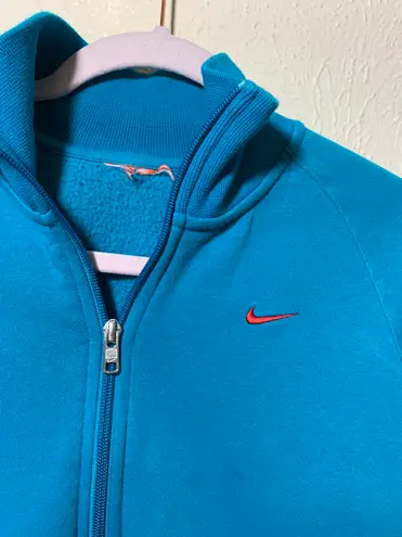 Nike Women Turquoise 1/2 Zip Pullover High Neck Sweatshirt