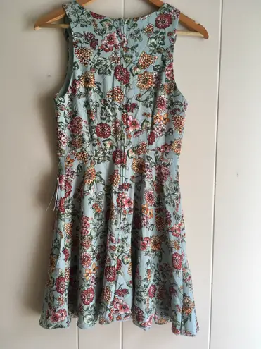 Turquoise Floral Dress, Size 3/4 Blue