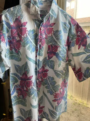 Unique Vintage 80s Vtg IMPACT summer tropical button down shirt