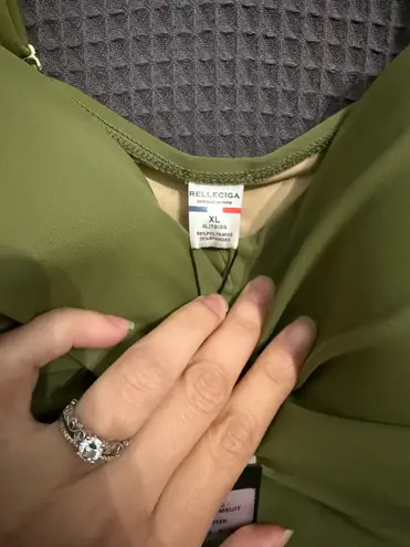 Relleciga Swimsuit Womens XL Green One-Piece Ruched Adjustable Straps Chic Trendy