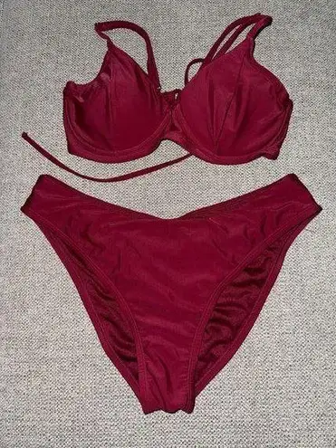 Time And Tru Pre-Owned LG  Maroon Bikini Top and Bottom