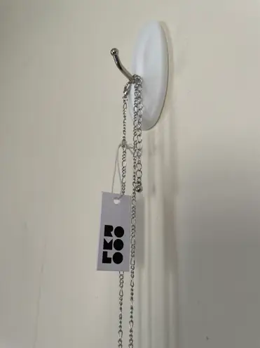 Romolo NWT Brevin Fringe Pendant Necklace Silver