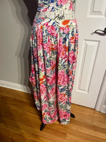 Forever 21 Floral Print Matching Set Multicolor coastal coquette colorful crop top+pant wide looks skirt slit sides