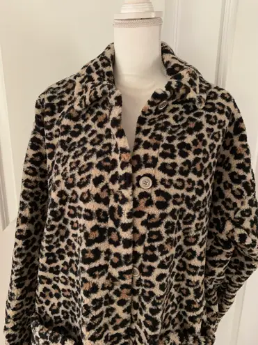 Anthropologie Pilcro Leopard Sherpa Duster Jacket