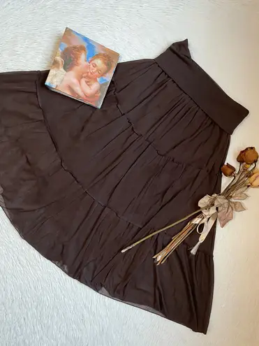 I.N. San Francisco Y2K brown earth tone fairycore midi skirt