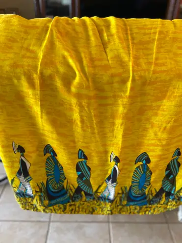 Yellow Swim suite cover up with Tribal print size xl