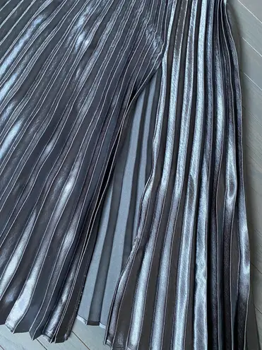 New York And Company Pleated Maxi Skirt In Carlson Grey Metalic NWT Skirt