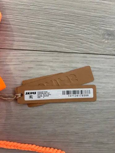 SKIMS NWT Crochet Swim Handkerchief Top Neon Orange